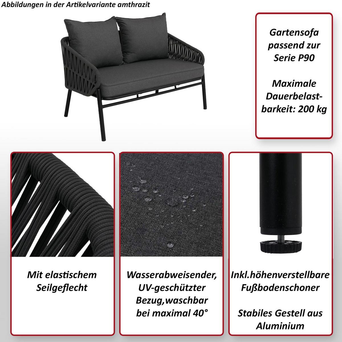 GARTENBANK Anthrazit - Anthrazit, Metall (116/83/65cm) - MCW