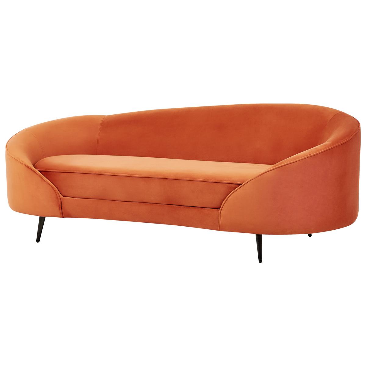 3-SITZER-SOFA Samtstoff Orange Savar - Orange, Textil (183/69/84cm) - Beliani