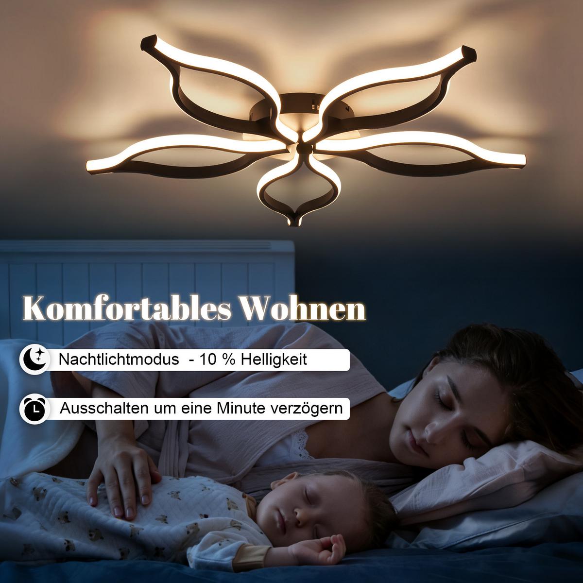 LED DECKENLEUCHTE Gelwynne 80/38/6 cm - Schwarz, Metall (80/38/6cm) - ZMH