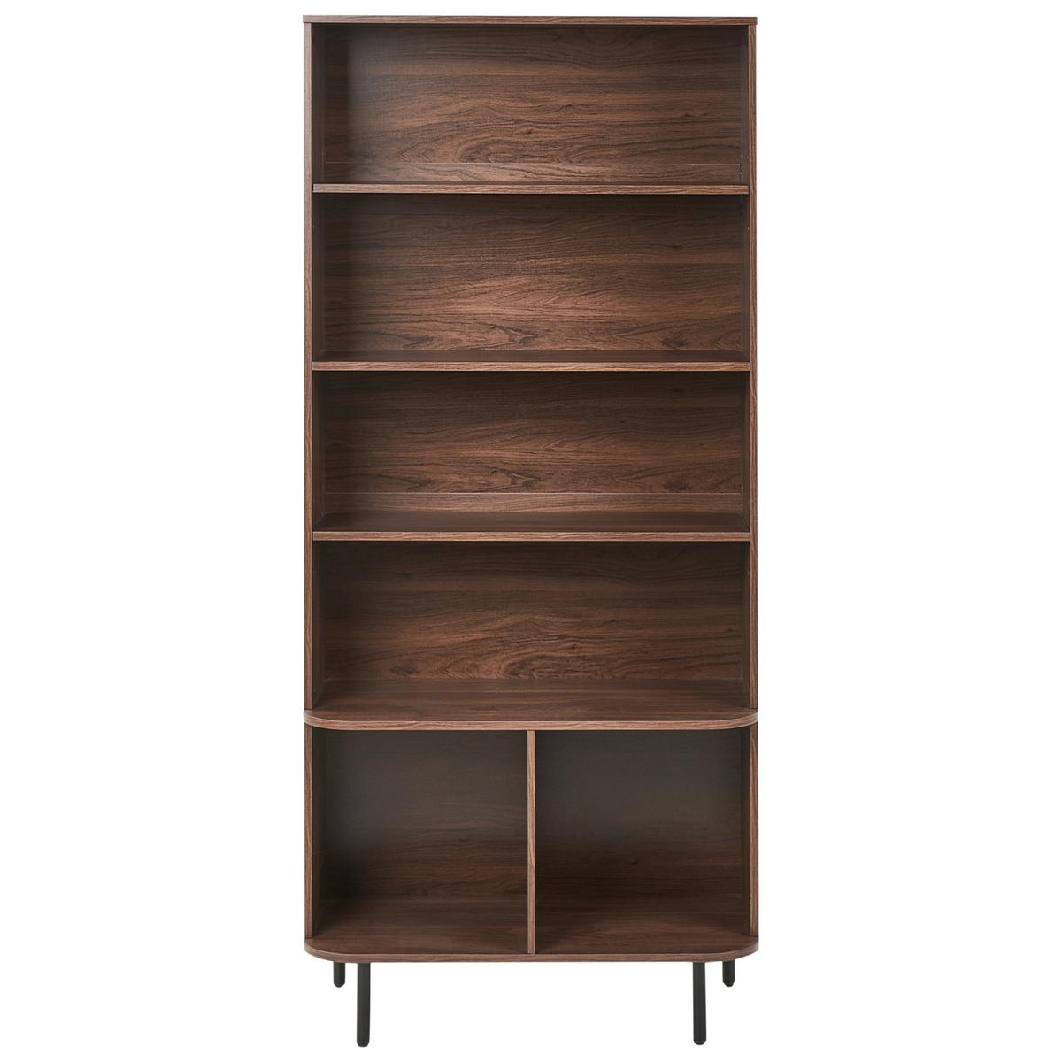 BÜCHERREGAL mit 6 Ebenen 180 cm Dunkelbraun Bradley - Dunkelbraun, Holzwerkstoff (80/180/40cm) - Beliani