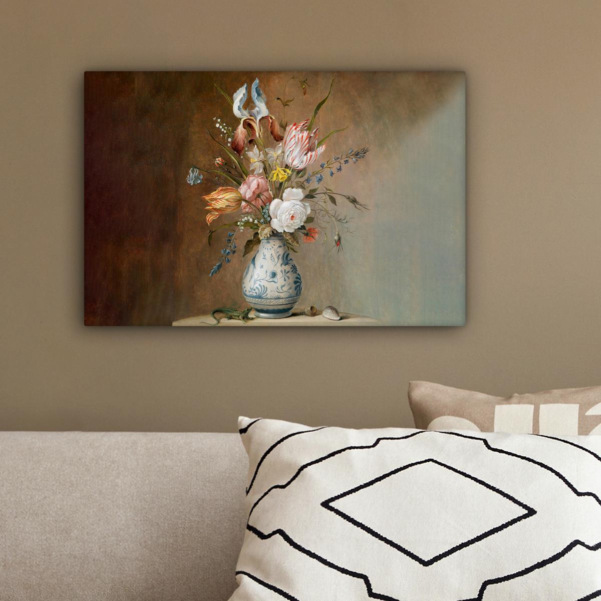 LEINWANDBILD Alte Meister - Blumen - Balthasar van der Ast Deko Schlafzimmer 30x20 cm - Hellbraun, Textil (30/20cm) - MuchoWow
