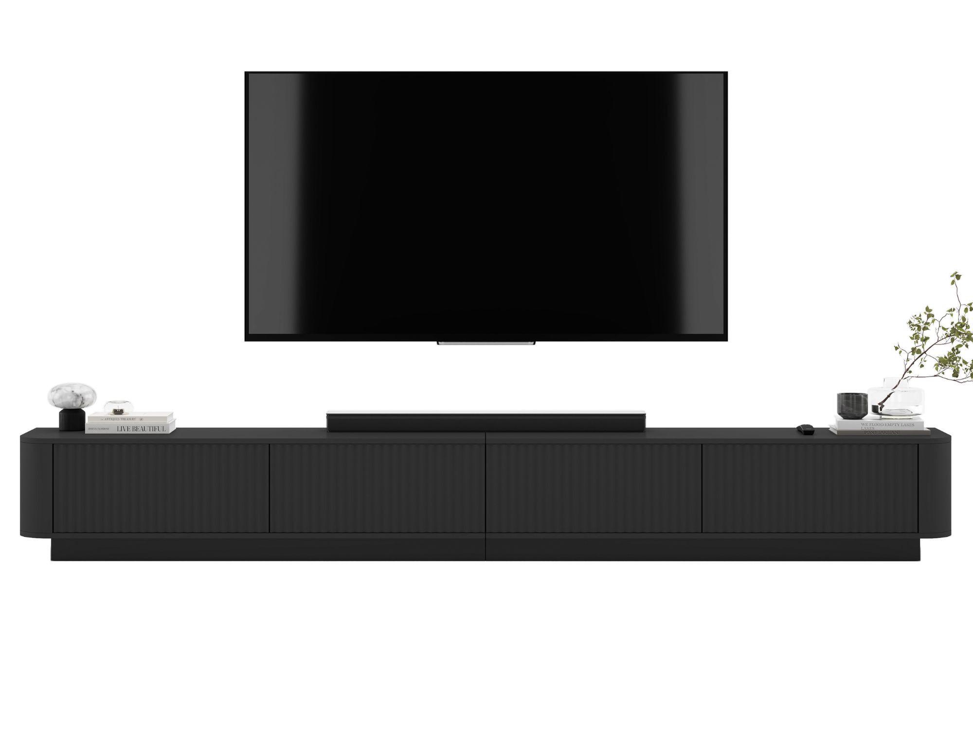 TV-LOWBOARD 2er-Set Aurora Schwarz matt 280 cm mit Sockel - Schwarz, Holzwerkstoff (280/37/35cm) - Meble Lindner