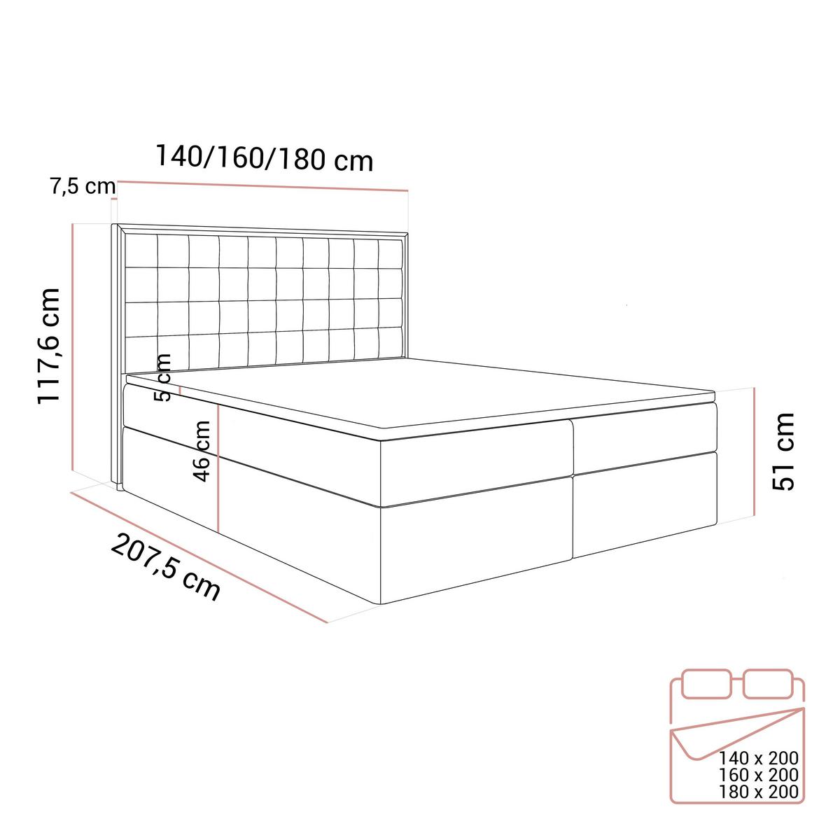 BOXSPRINGBETT ISADORA SILVER mit Bettkasten und Topper 140x200 cm Royal Velvet 196 - Braun, Textil - Lookway
