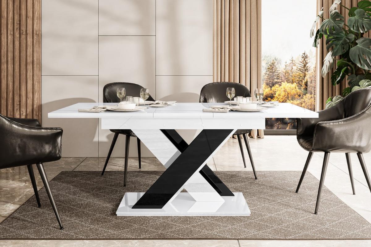 ESSTISCH ausziehbar 140 -180x80x75 cm - Weiß Hochglanz/Schwarz Hochglanz - RONX - Schwarz Hochglanz/Weiß Hochglanz, Holzwerkstoff (140/80/75cm) - ALTDECOR
