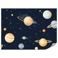 FOTOTAPETE für Kinderzimmer Märchen Galaxie Planeten Sterne 500x350 - Blau/Gelb, Papier (500/350cm) - Muralo