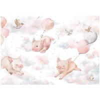 FOTOTAPETE Tiere Wolken Rosa 350x250 cm - Multicolor, Papier (350/250cm) - Wallarena