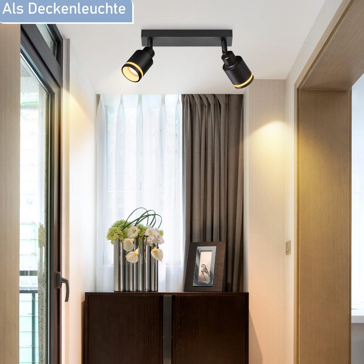 DECKENSTRAHLER Saarbrücken 2-flammig 30/5/15.7 cm - Schwarz, Metall (30/5/15.7cm) - Nettlife