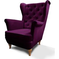CHESTERFIELD-SESSEL Falco violett mit Holzbeinen - Violett/Buchefarben, Holz/Textil (82/102/92cm) - Beautysofa