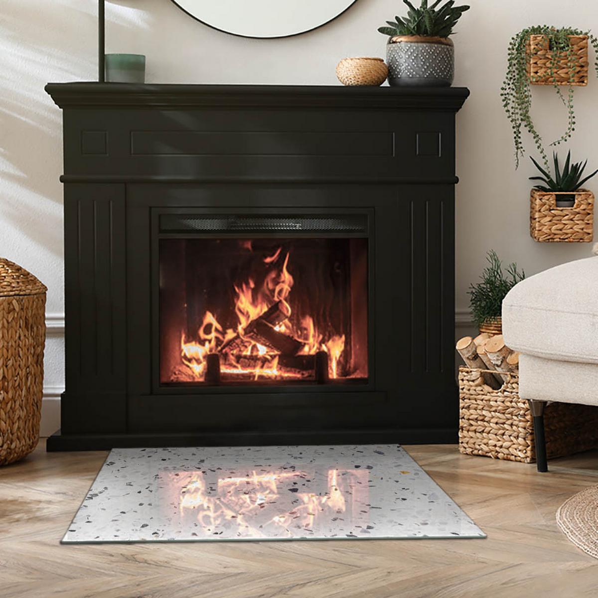 GLASPLATTE für Kamin 80x60 cm - Weiß, Glas (80/60/0.4cm) - TULUP