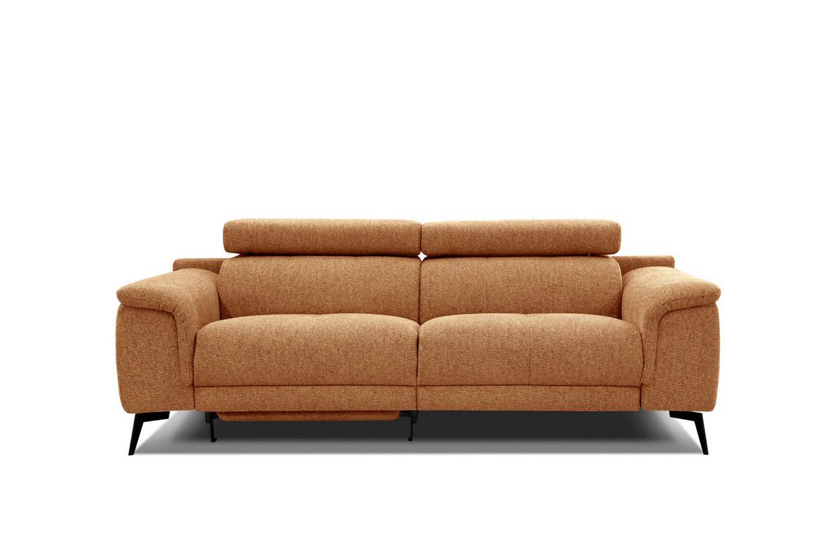 RELAXSOFA FIERO 3-Sitzer mit 1 Relaxfunktion, orange - Schwarz/Orange, Holzwerkstoff/Textil (212/82/103cm) - Wozimo