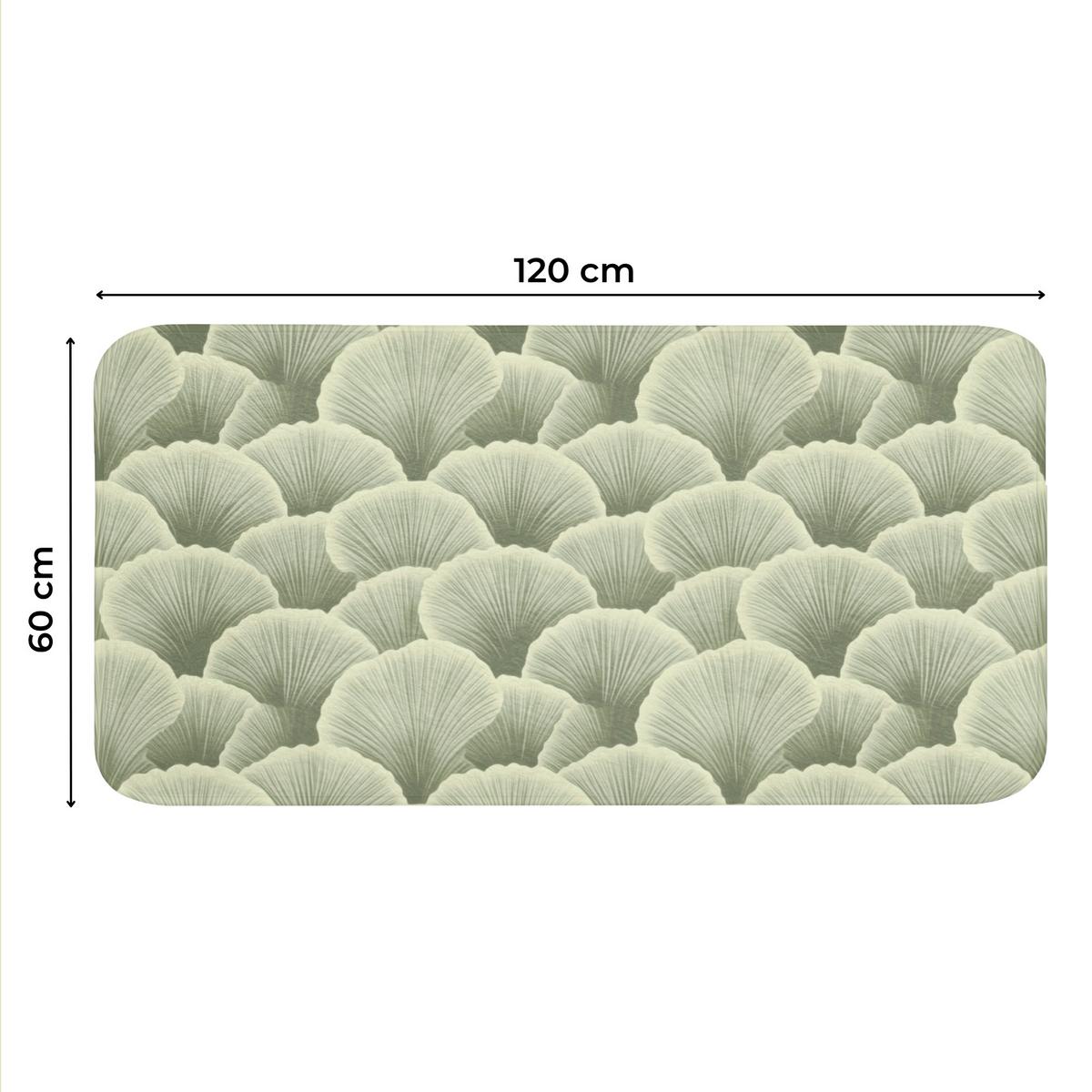 WC-VORLEGER Fächer - Blatt - Grün WC Teppich 120x60 cm - Pastellgrün, Textil (120/1cm) - OnlyWow