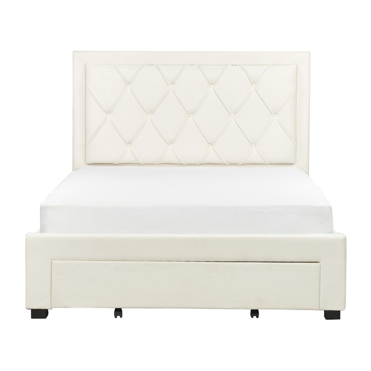 BETT mit Schaubladen 140x200 cm Beige Lievin - Creme, Textil (140/200cm) - Beliani