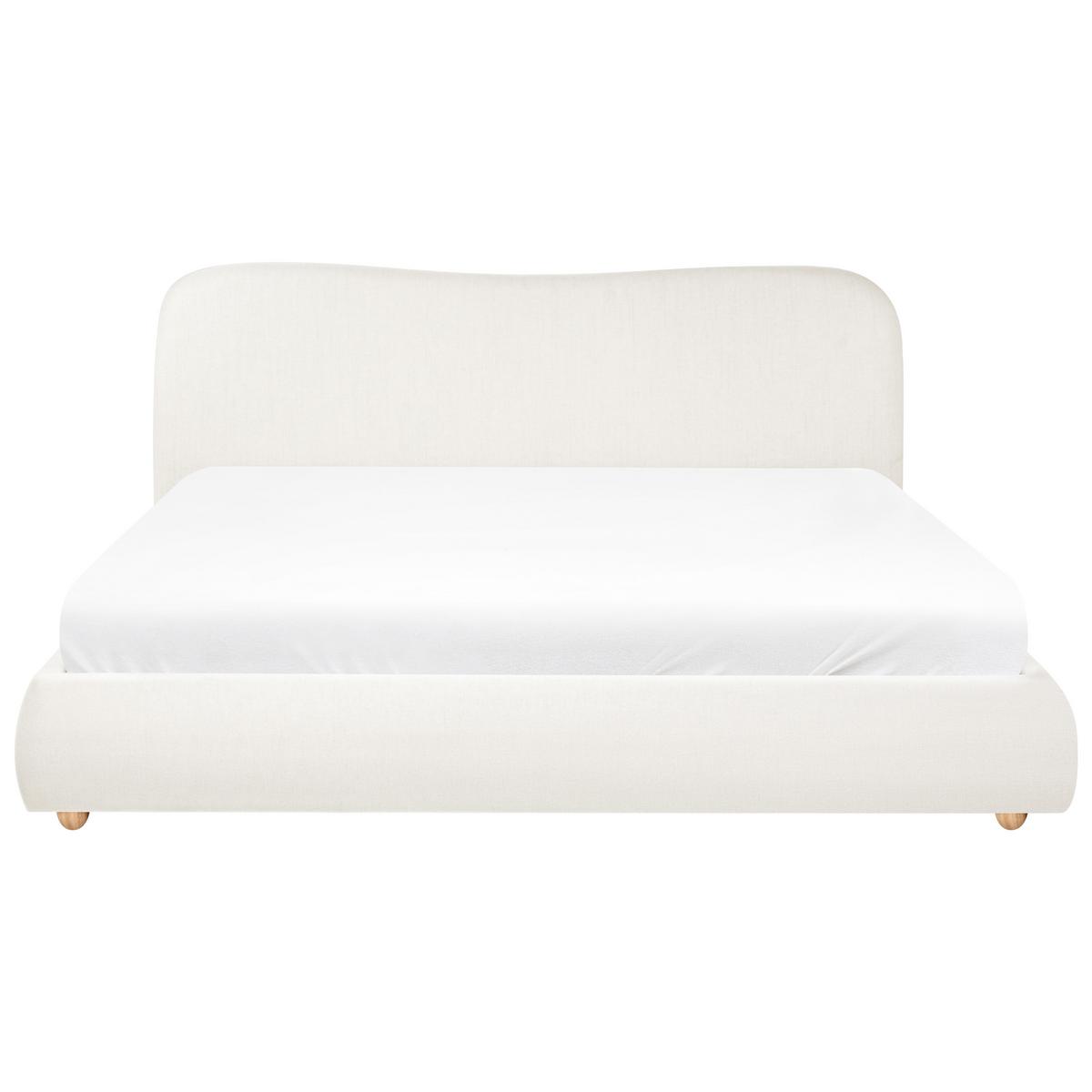 BETT mit Stauraum 180/200 cm Stoff Cremeweiß Blagnac - Creme, Textil (180/200cm) - Beliani