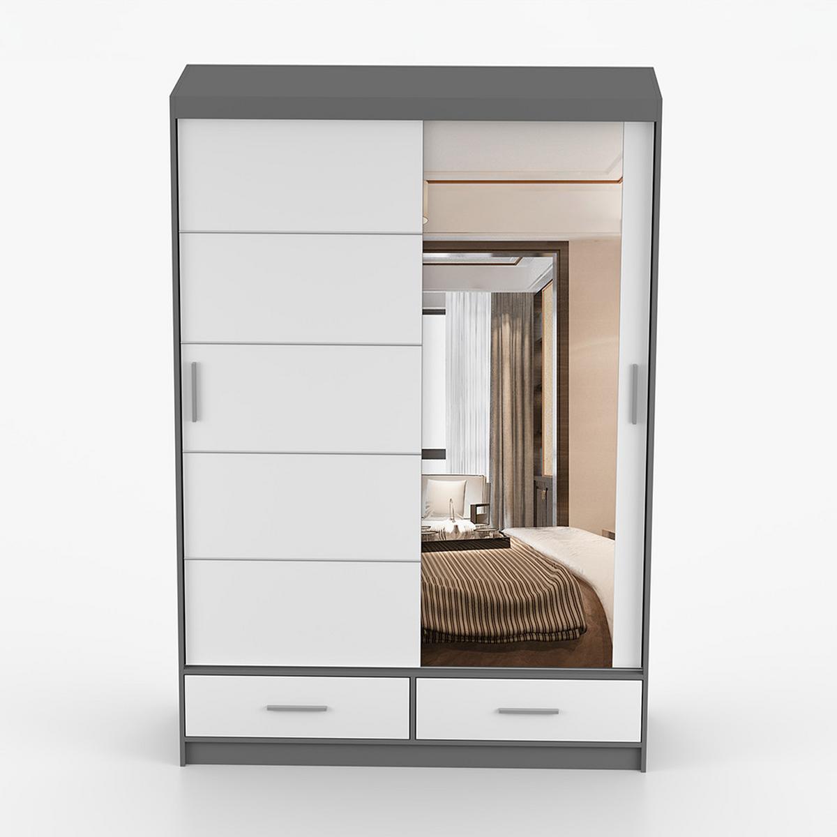 KLEIDERSCHRANK Florence 150 cm, 150/218/61, 2-türig, grau - Grau, Holzwerkstoff (150/218/61cm) - imoebel24