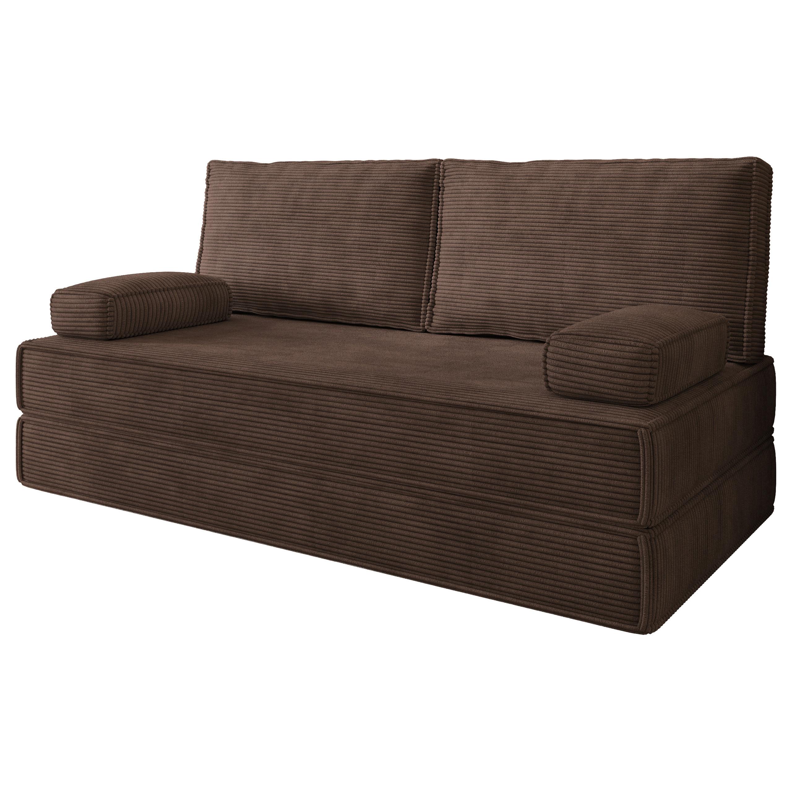 BETTSOFA SILAR aus Schaumstoff Kordstoff Braun Schlaffunktion - Braun, Textil (170/86/80cm) - MASSENO