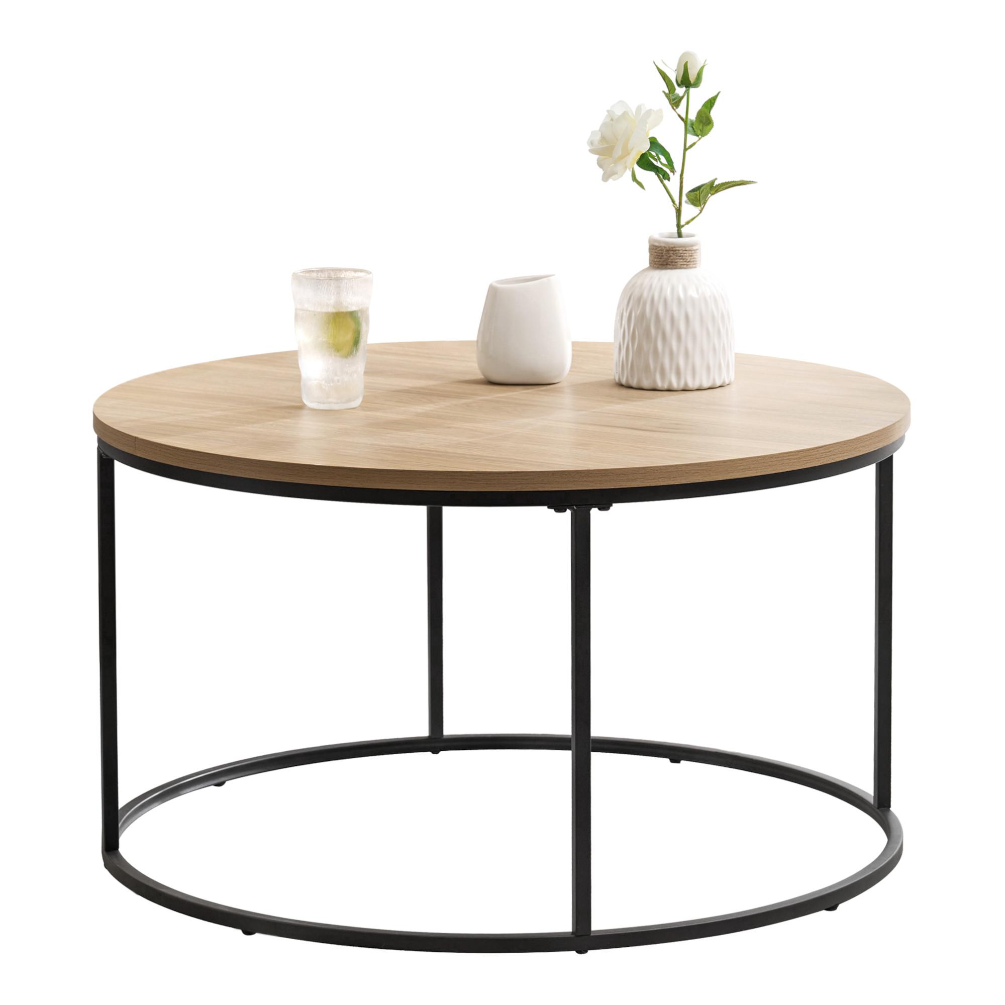 COUCHTISCH Kuhmoinen 45/80 cm - Schwarz/Braun, Holzwerkstoff/Metall (80/80/45cm) - [en.casa]