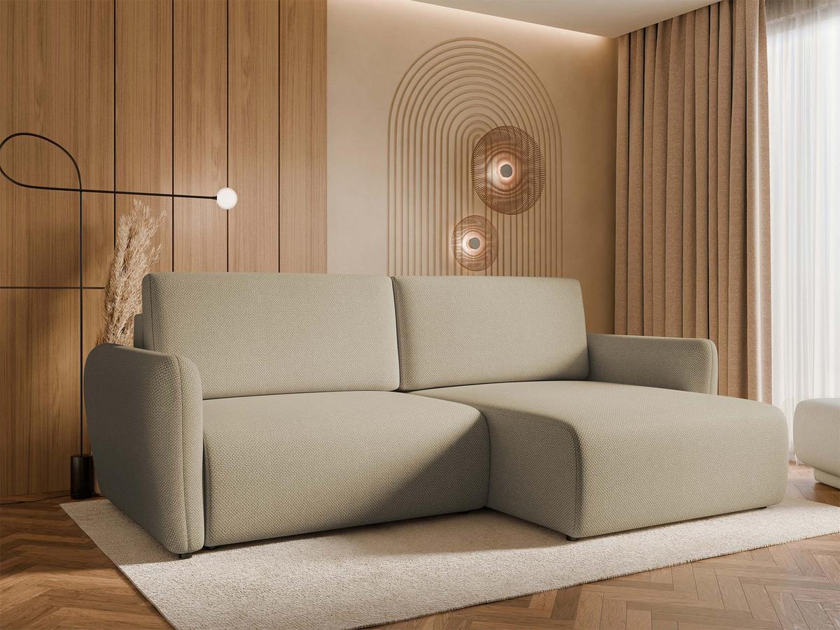 ECKSOFA Goya Slim - Beige/Schwarz, Holz/Kunststoff (234/140cm) - MIRJAN24