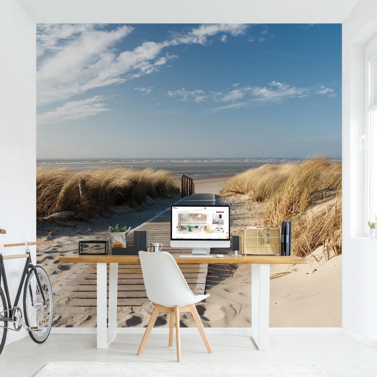 FOTOTAPETE Ostsee Strand 192/192 cm - Eichefarben, Papier (192/192cm) - Bilderwelten