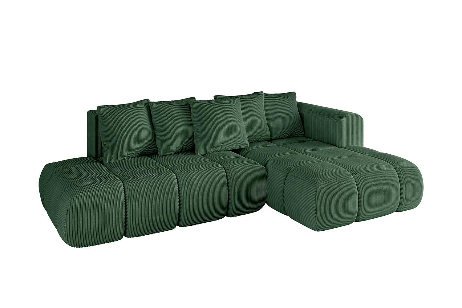 ECKSOFA Ottomane Rechts CLOUD-L-v1 280x185x90 Grün Cord - Grün, Holzwerkstoff/Kunststoff (185/280cm) - ALTDECOR