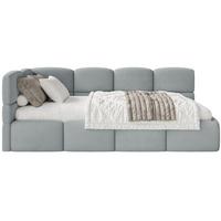 JUGENDBETT Cloudy Grau 90x200 cm, Kopfteil links, Samt - Schwarz/Grau, Kunststoff/Textil (90/200cm) - Selsey