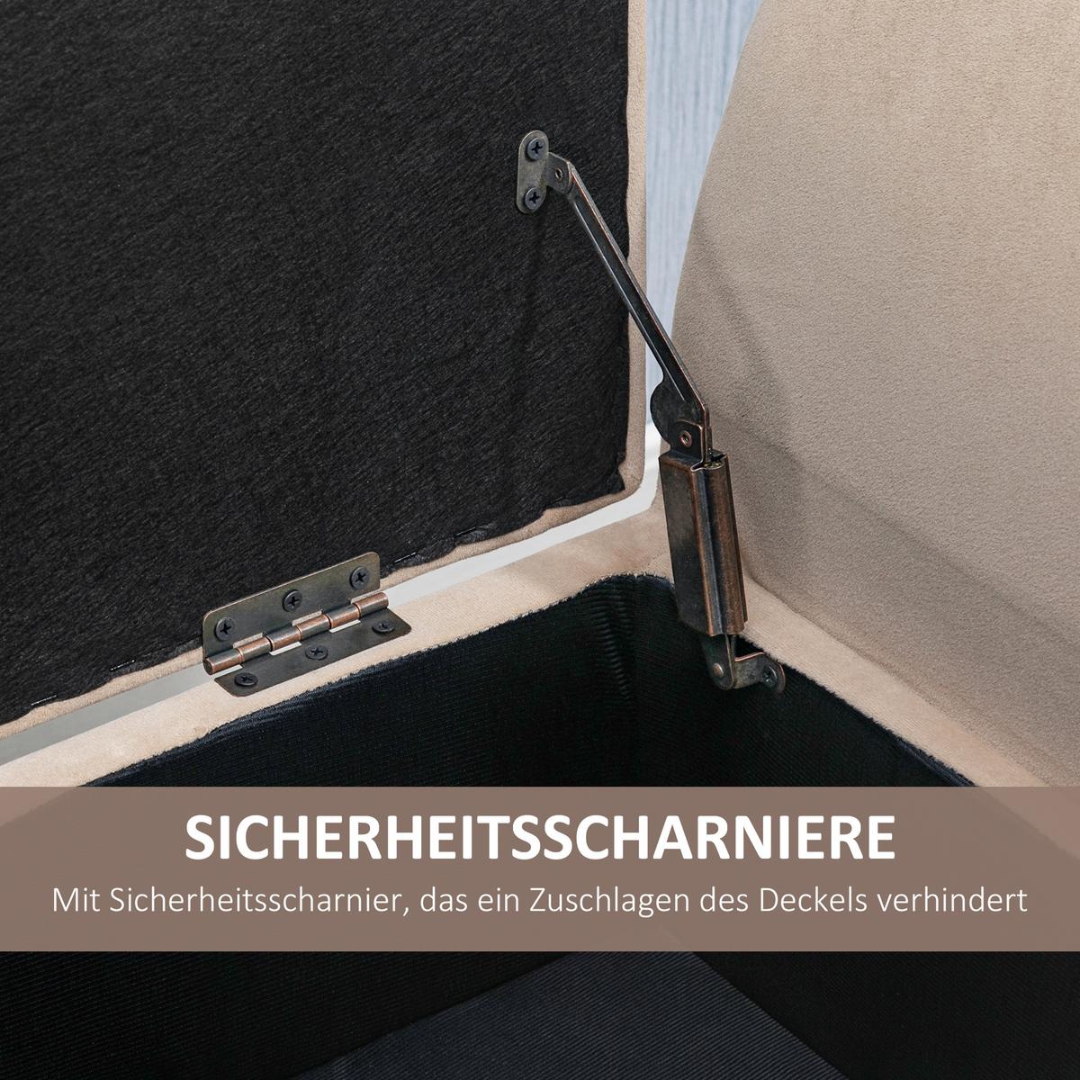 TRUHENBANK modern Gummiholz Beige - Beige, Kunststoff (41/65/111.5cm) - HOMCOM