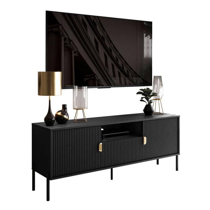 TV Rack DALIA 155 cm - Goldfarben/Schwarz, Holzwerkstoff (155/58/40cm) - Lookway