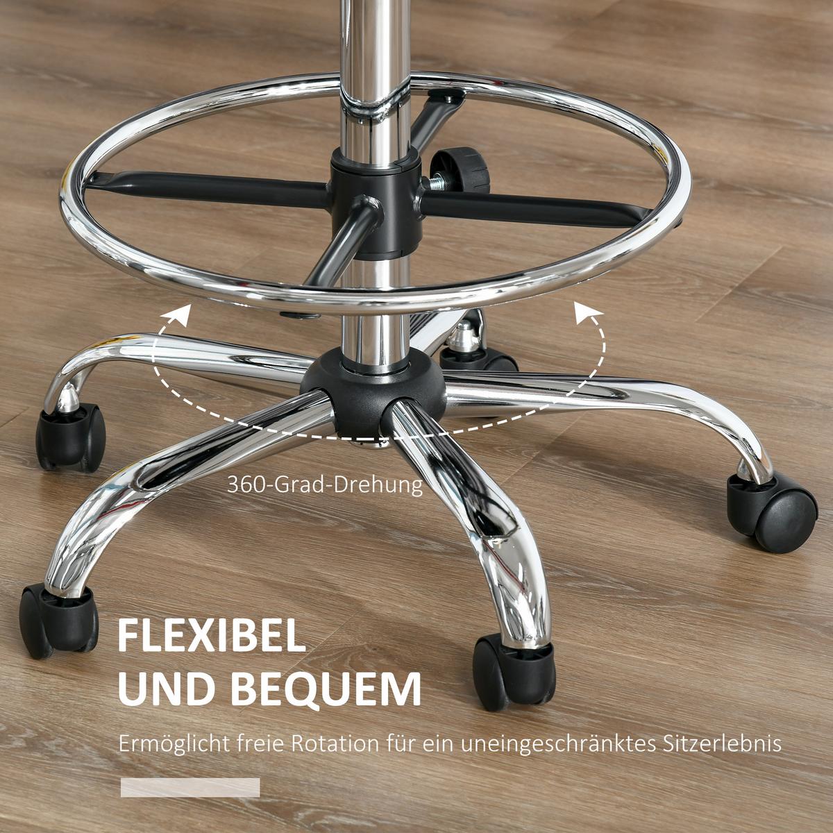 BARHOCKER Drehstuhl Höheverstellbarer Barstuhl mit Lehne aus Kunstleder-Leder - Beige, Kunststoff (57/104/56cm) - HOMCOM