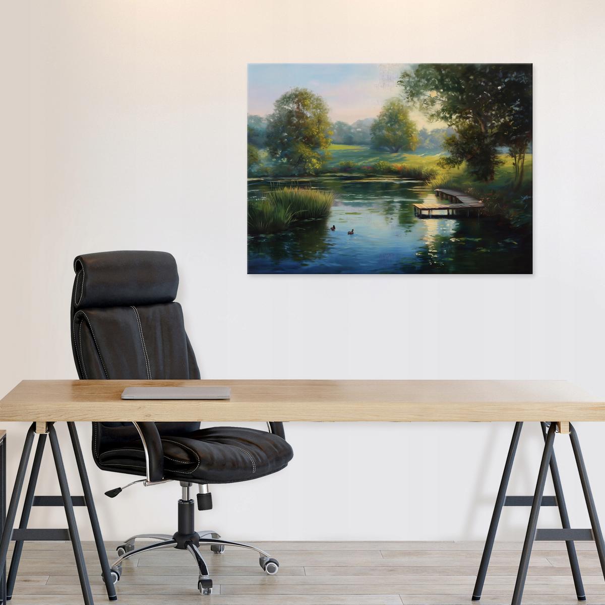 LEINWANDBILD See Wald Grün 60x40 cm - Multicolor, Holzwerkstoff (60/40cm) - Wallarena