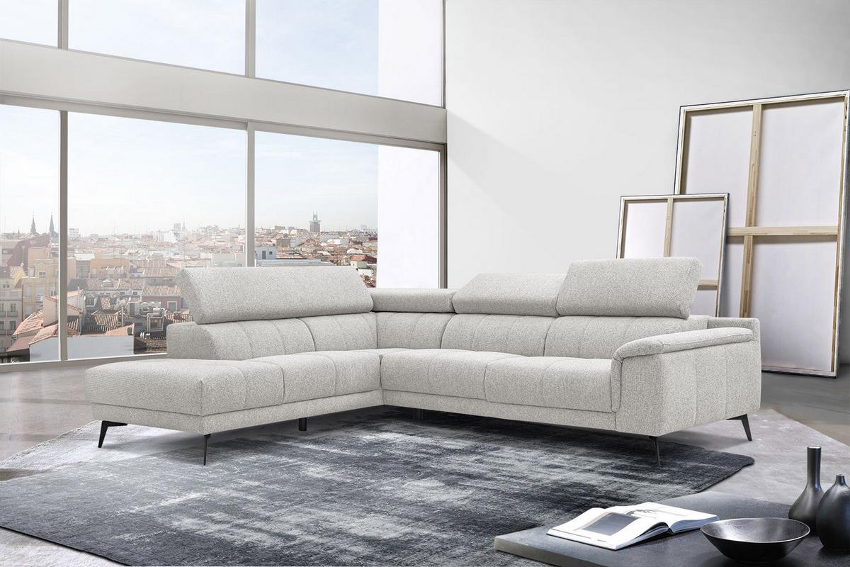 ECKSOFA FIERO 5-Sitzer, creme - Creme/Schwarz, Holzwerkstoff/Textil (158/269cm) - Wozimo