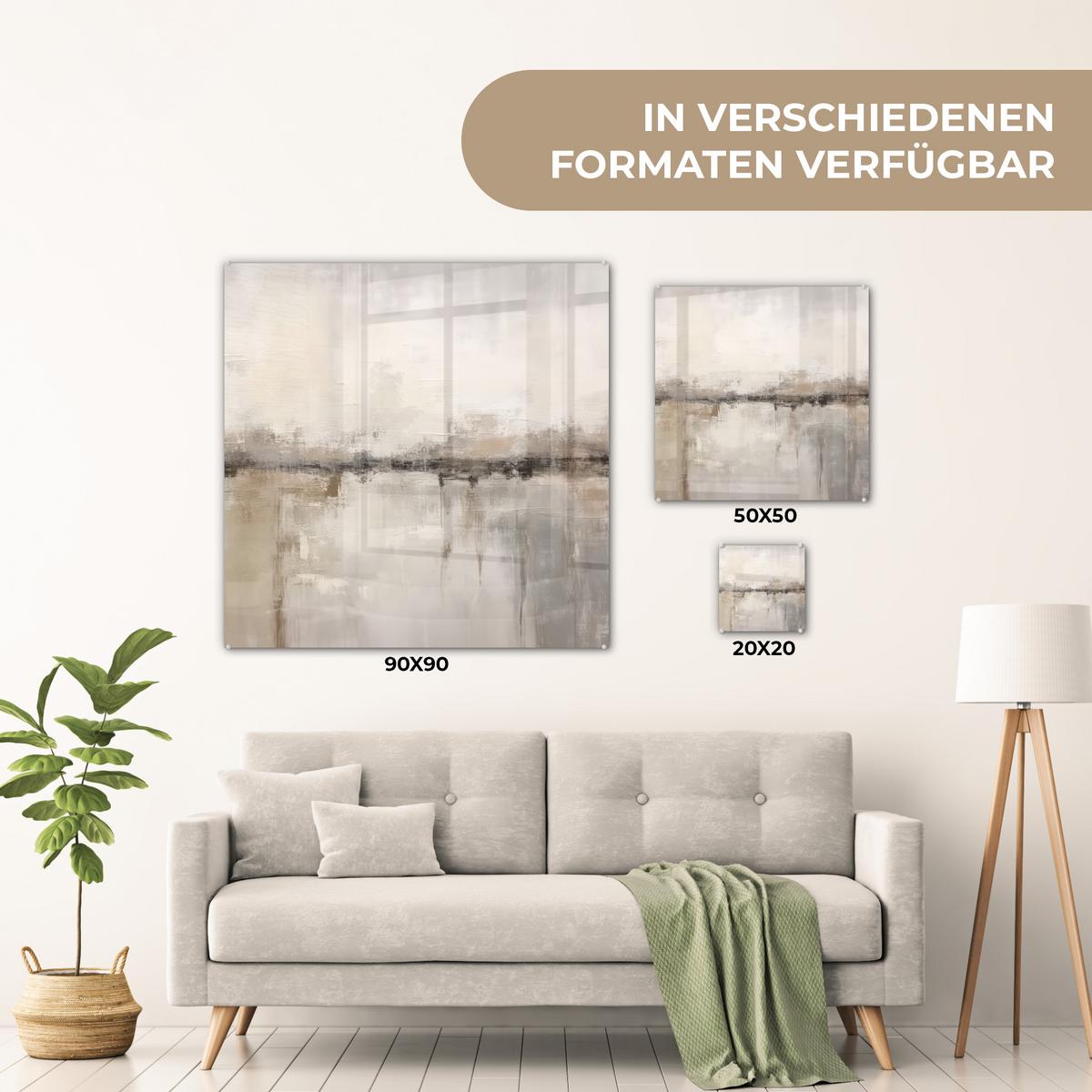 ACRYLGLASBILD Moderne Kunst - Abstrakt - Beige 50x50 cm - Beige, Glas (50/50cm) - MuchoWow