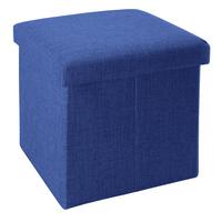 SITZHOCKER mit Stauraum 30/30/30 cm (Blau) - Blau, Textil (38/38/38cm) - Intirilife