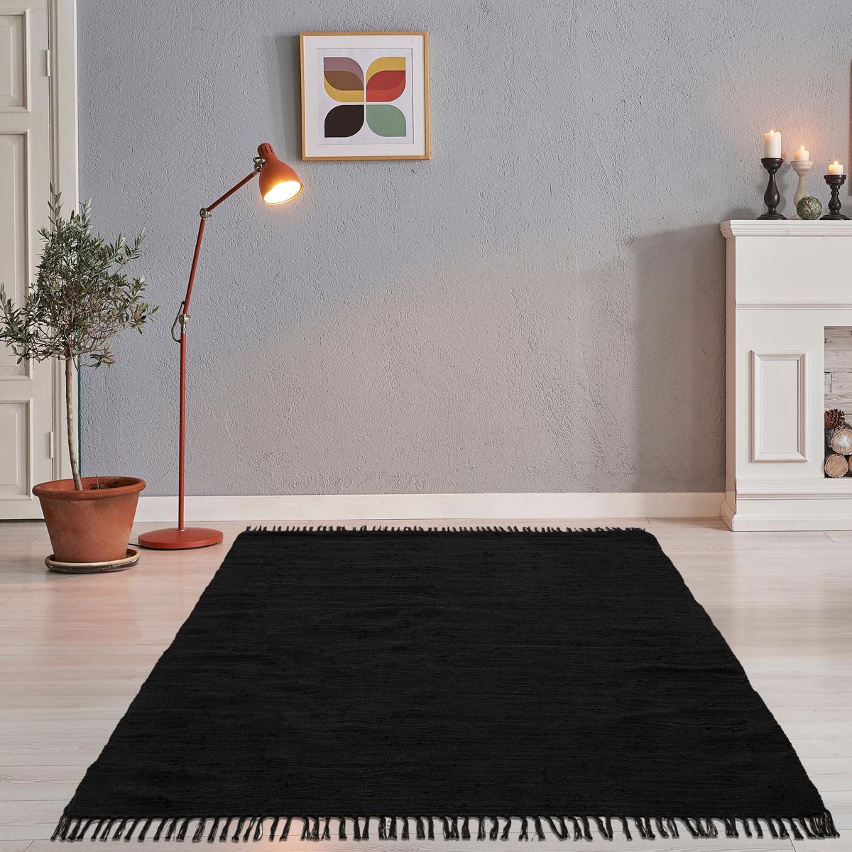 FLECKERLTEPPICH Chindi 70x140 cm - Schwarz, Textil (70/140cm) - Rug and Roll