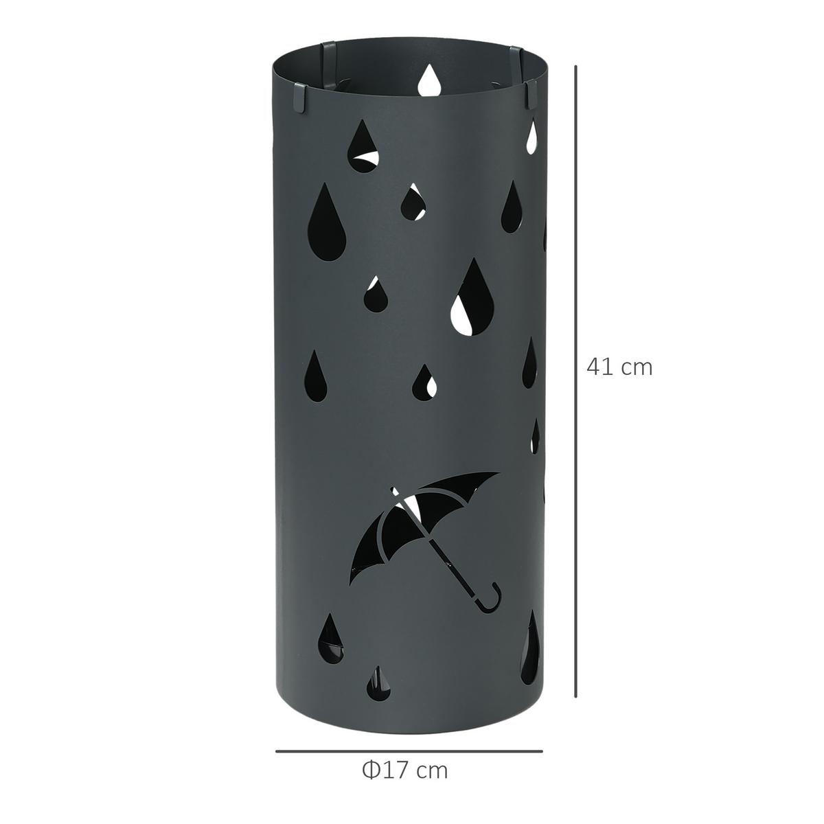 SCHIRMSTÄNDER mit 4 Haken Stahl Ø17 x 41 cm Dunkelgrau - Dunkelgrau, Metall (17/41/17cm) - HOMCOM