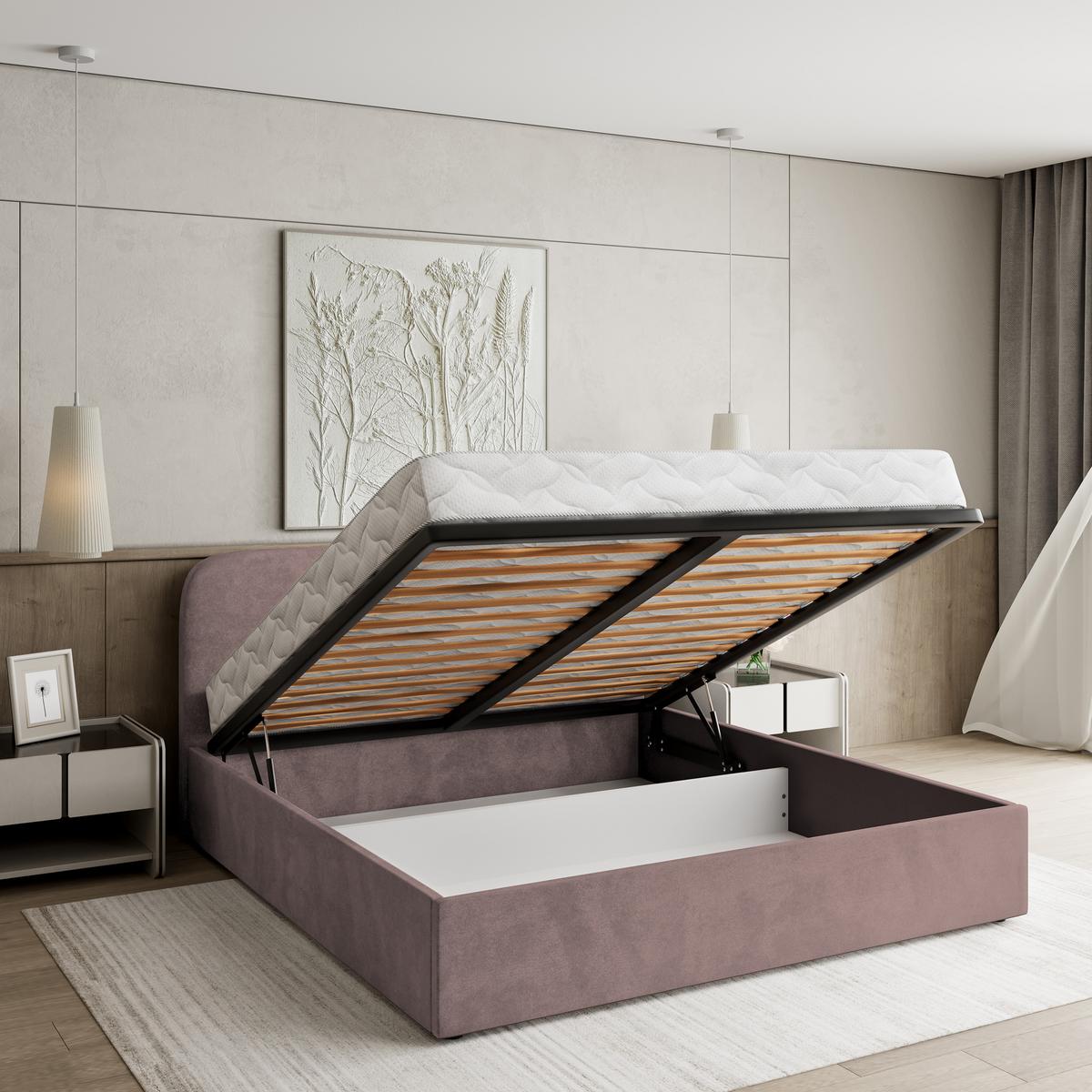 POLSTERBETT RENIVE K 120x200 cm mit Bettkästen - Rosa - Rosa, Holz/Textil - MASSENO