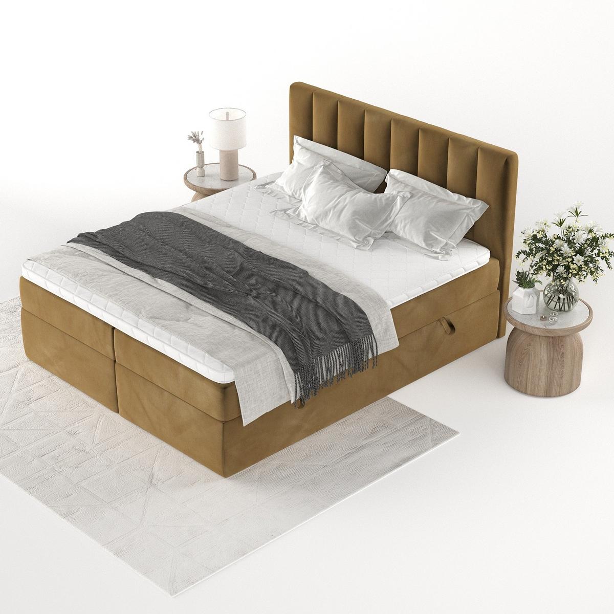 BOXBETT Bari 200/200 cm Honiggelb im Kronos Stoff - Honig, Holz/Holzwerkstoff (200/200cm) - AltaBeds
