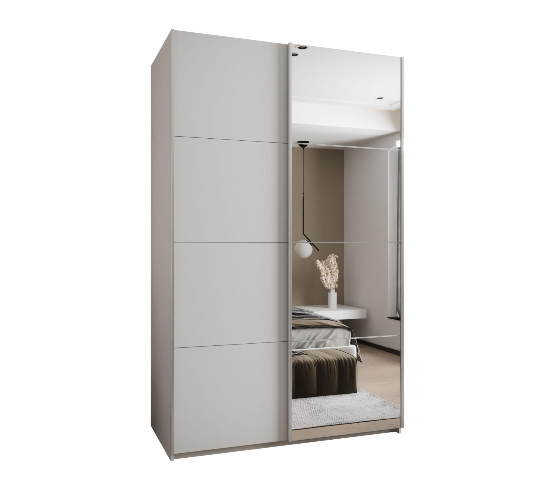 SCHWEBETÜRENSCHRANK 245,5/160/64 2-türig - Silberfarben/Weiß, Holz/Metall (160/245/64cm) - Abiks Möbel