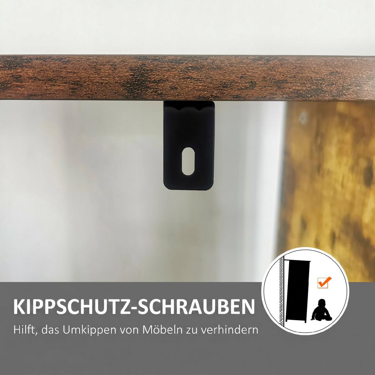 BÜCHERREGAL Spanplatte Metall Rustikal-Braun - Schwarz/Braun, Holzwerkstoff/Metall (30/157.5/77cm) - HOMCOM