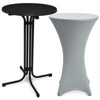 STEHTISCH Bellini Ø 70cm Schwarz mit Stella Stehtischhusse Ø 70cm Silber - Schwarz Hochglanz/Silberfarben, Metall (70/70/110cm) - Beautissu 