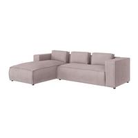 ECKSOFA Nova Puderrosa Cord - Pink/Schwarz, Holz/Kunststoff (262/176cm) - S-Style Möbel