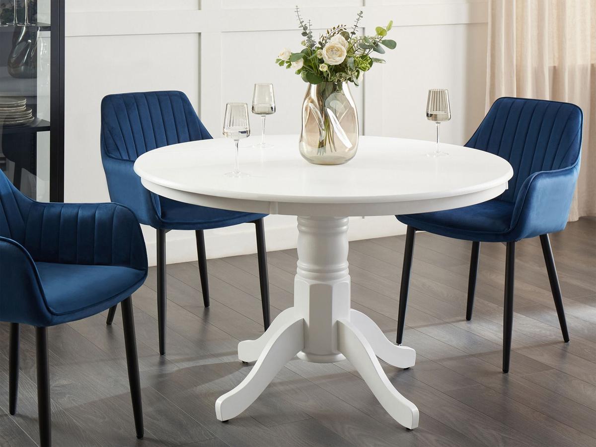 ESSTISCH Weiß 120/120 cm Akron - Weiß, Holzwerkstoff (120/120/75cm) - Beliani