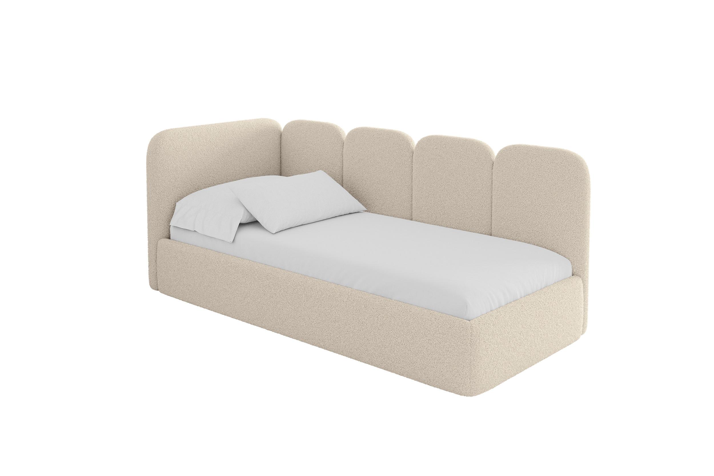 EINZELLBETT Jugendbett mit Bettkasten, Rechts - VELY 100x200 Dunkelbeige - Taupe, Holzwerkstoff/Textil (100/200cm) - ALTDECOR
