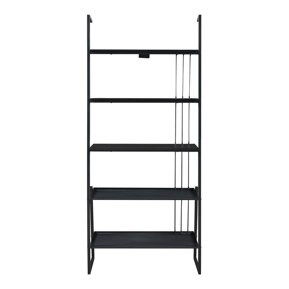 LEITERREGAL Storfjord - Schwarz, Holzwerkstoff/Metall (80/183.5/40cm) - [en.casa]