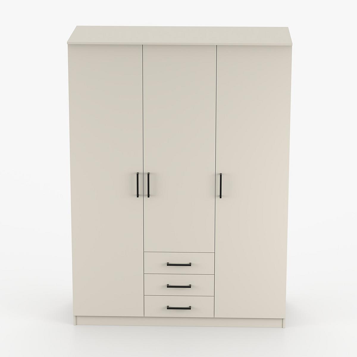 KLEIDERSCHRANK Szantal 3D 151 cm, 151/207/59, 3-türig, Champagner - Champagner, Holzwerkstoff (151/207/59cm) - imoebel24