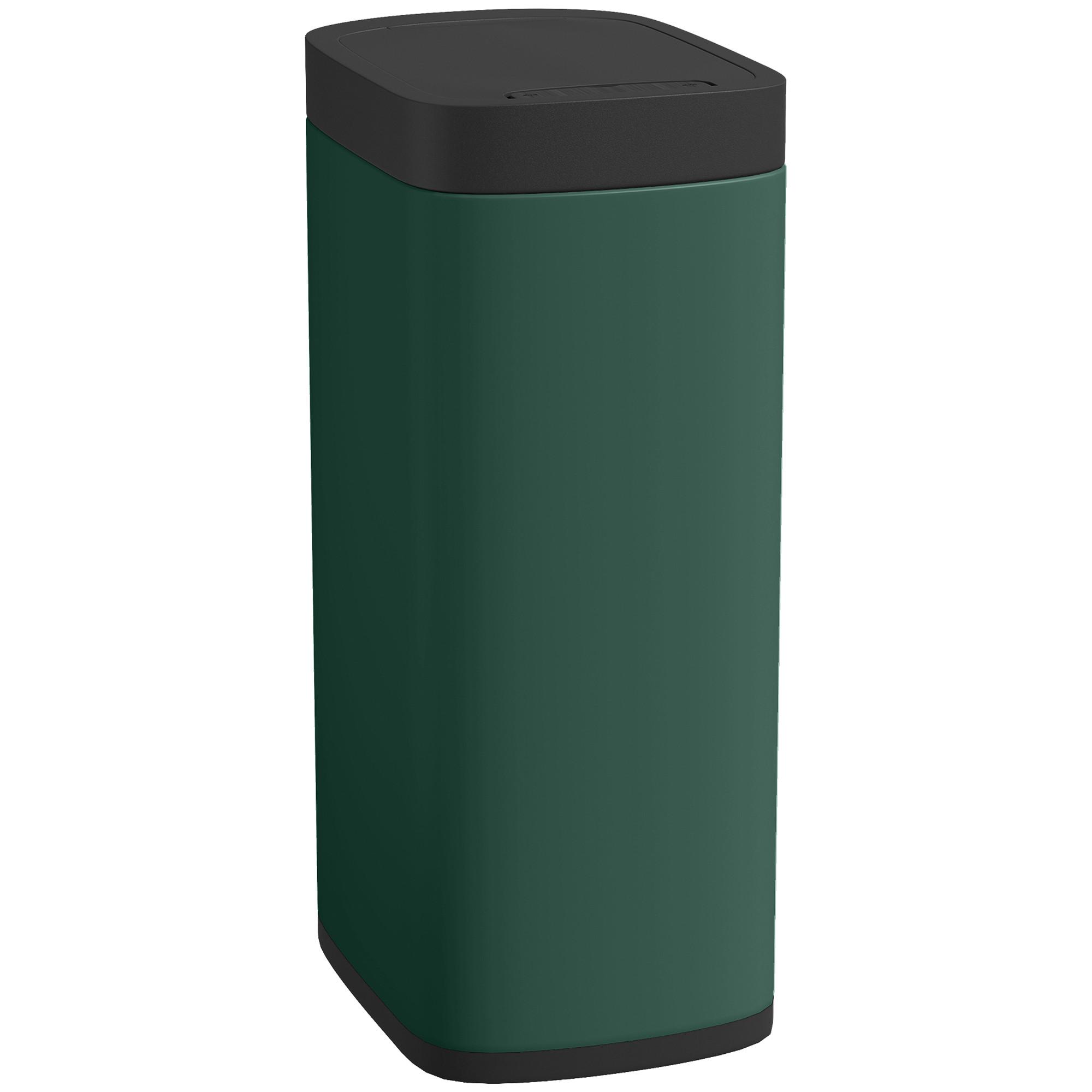 SENSOR-MÜLLEIMER Metall ABS Dunkelgrün - Dunkelgrün, Metall (26.5/68/35.5cm) - HOMCOM