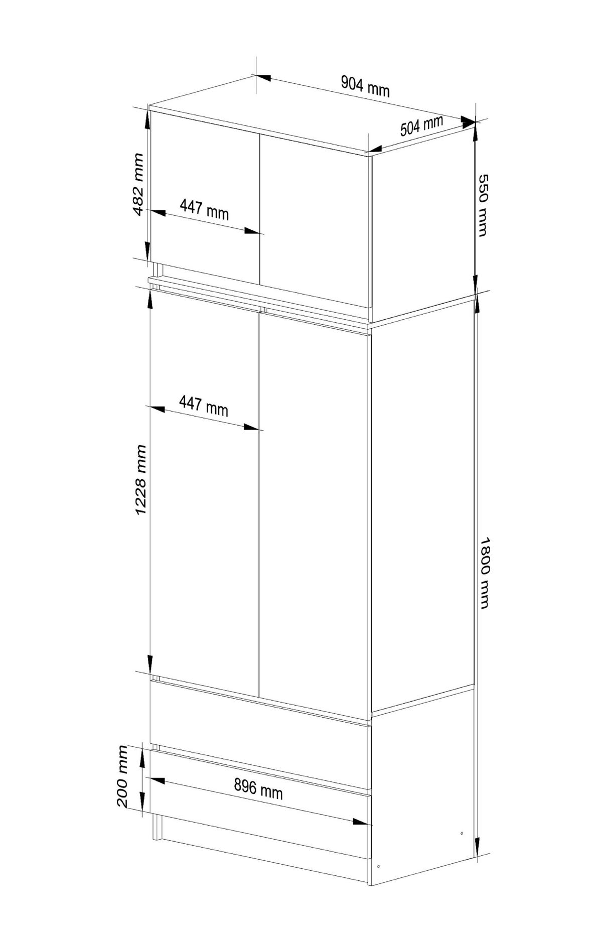 KLEIDERSCHRANK Dunkelbraun, Eiche Sonoma 234/90/51 - Dunkelbraun, Holzwerkstoff (90/234/51cm) - RAUMHIRSCH FURNITURE