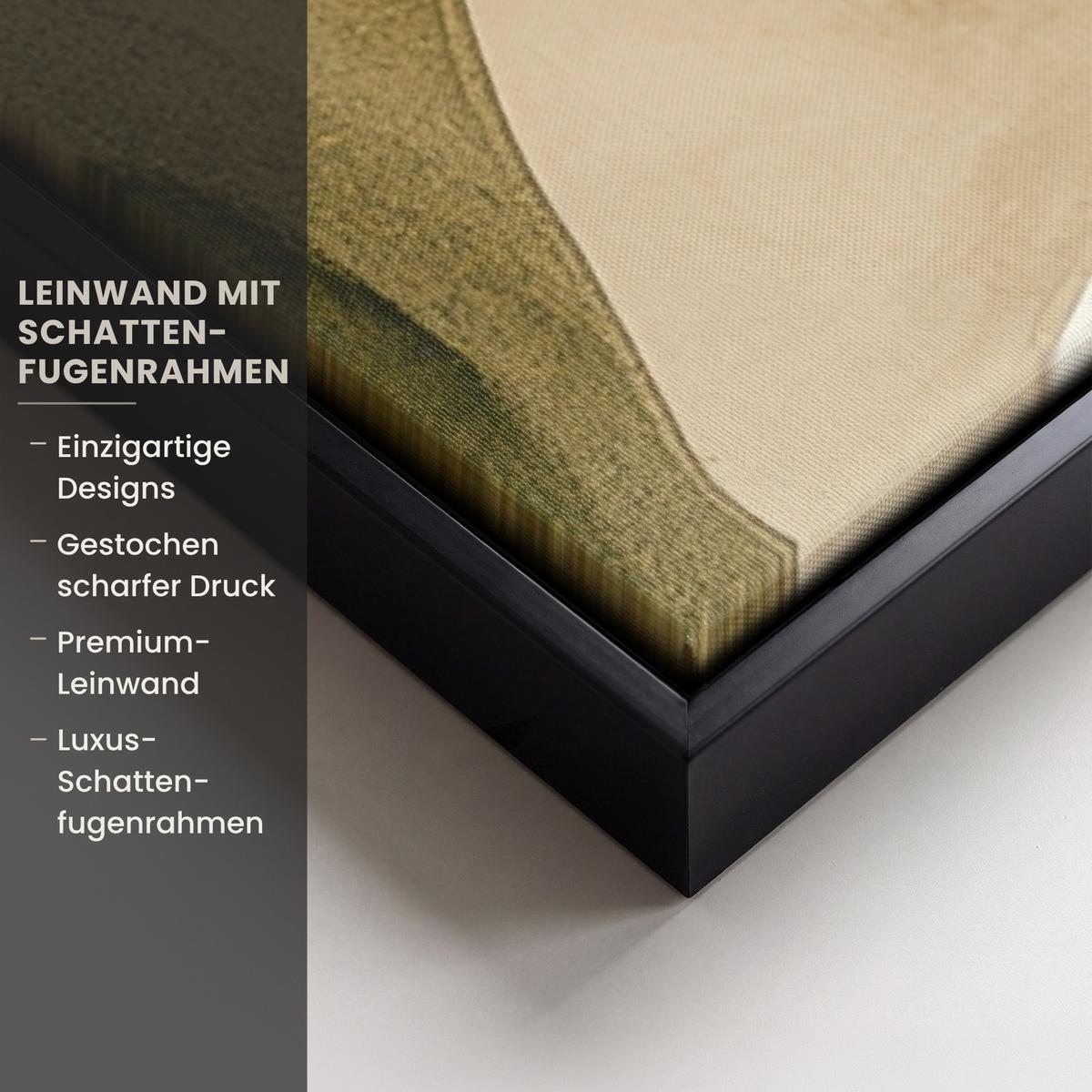 LEINWAND Bilder mit Rahmen - Japandi - Abstrakt - Grün - 90x90 - Salbeigrün, Textil (90/90cm) - MuchoWow
