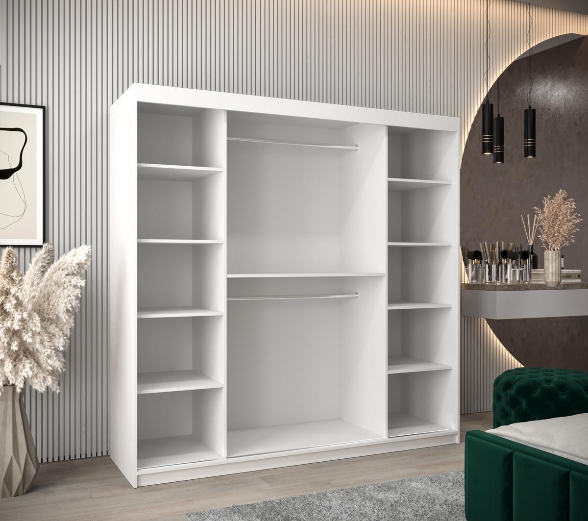 SCHWEBETÜRENSCHRANK 200/200/62 2-türig - Silberfarben/Weiß, Holz/Kunststoff (200/200/62cm) - MÖBEL KRYSPOL
