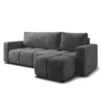 ECKSOFA RAMIL Grau Chenille mit Schlaffunktion - Grau, Holz (240/149cm) - MASSENO