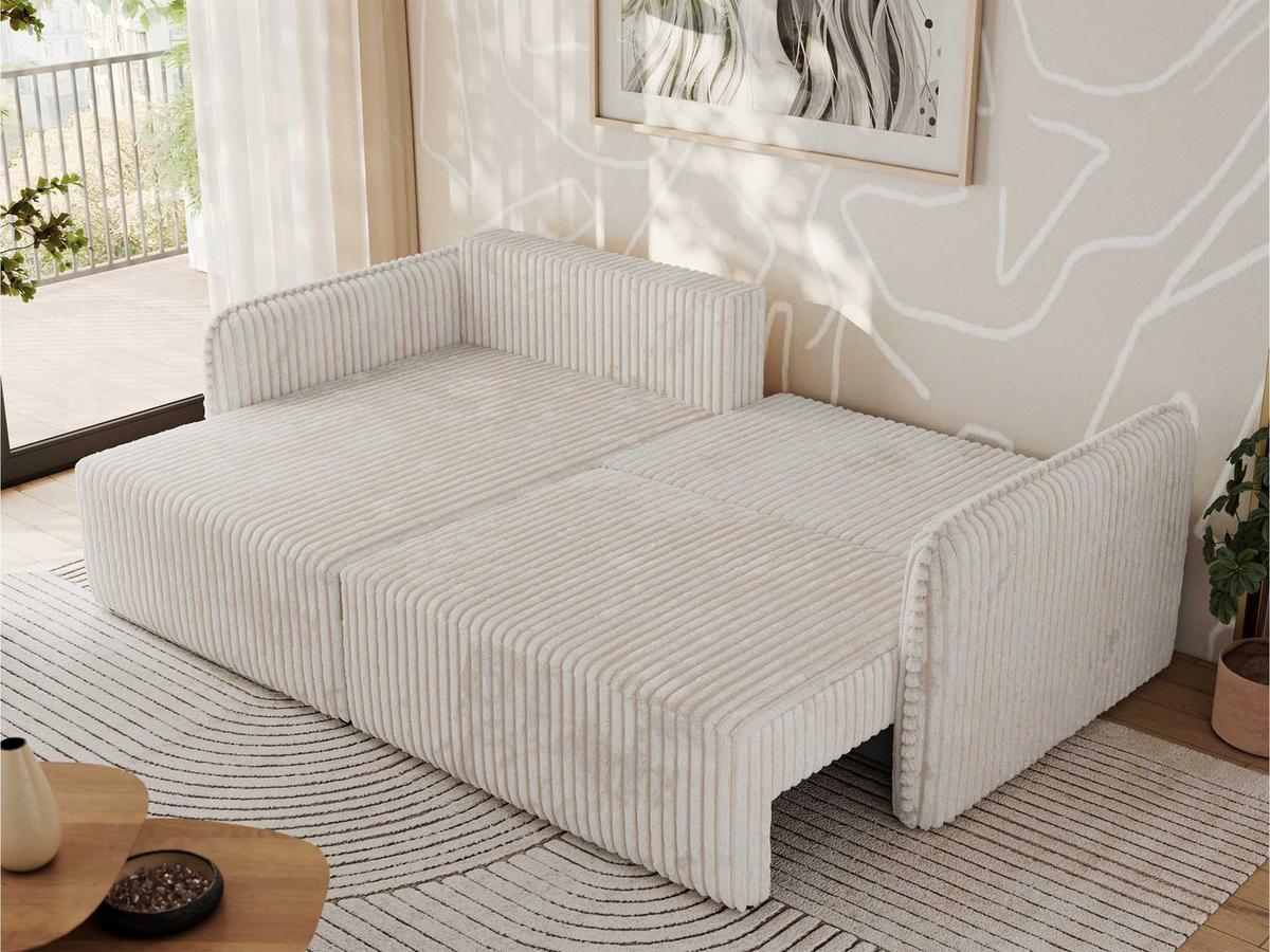 ECKSCHLAFSOFA MESTO L Beige Cord - links - Beige/Schwarz, Kunststoff/Textil (227/147cm) - MKS