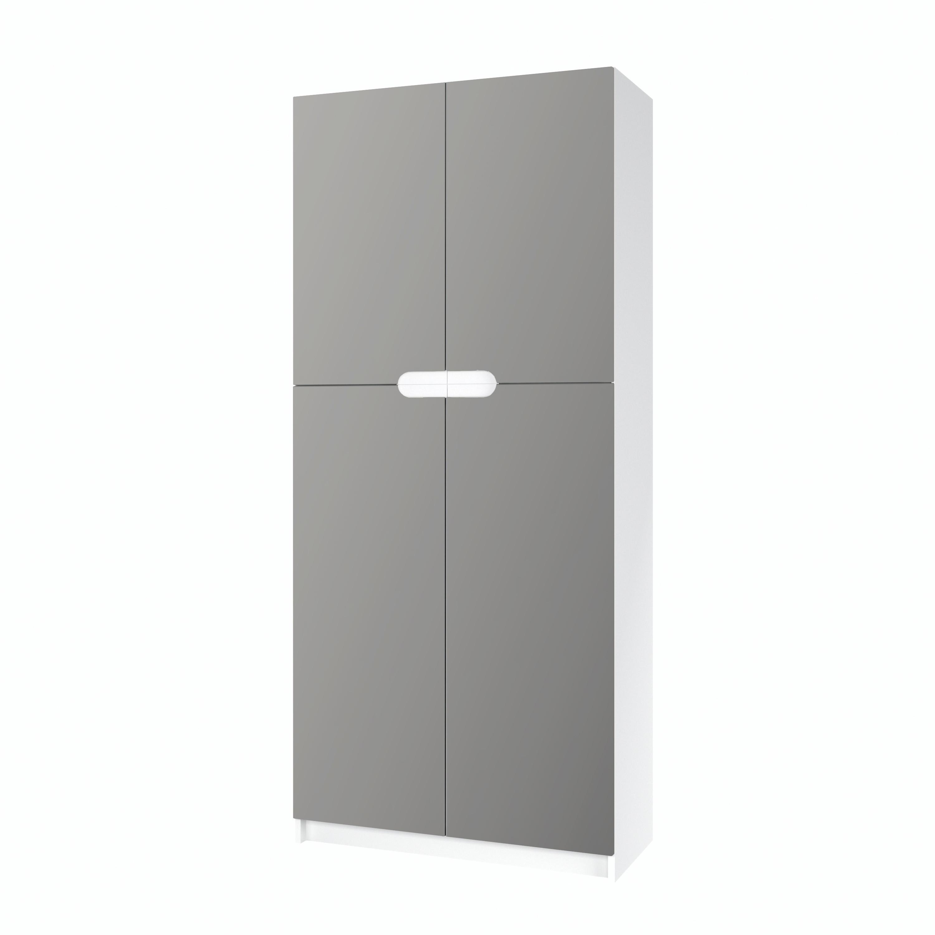 BÜROSCHRANK Logan Fronten in Hellgrau Seidenmatt - Greige, Holzwerkstoff (82/184/37cm) - Vladon